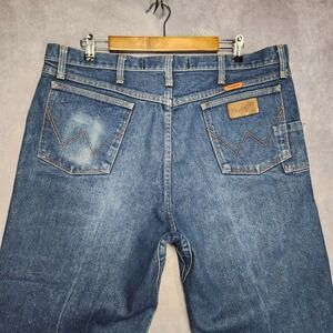 Wrangler FR Flame Resistant Relaxed Fit 38x34 Blue‎ Denim Work Pants Gusset